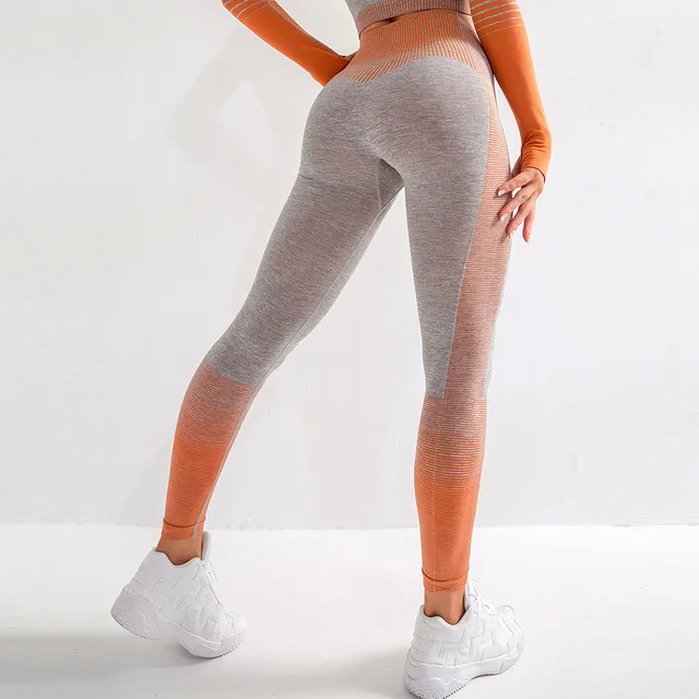 Новые спортивные колготки, энергетические Бесшовные штаны для йоги, спортивные бесшовные леггинсы с высокой талией, женские штаны для спортзала - Цвет: Оранжевый