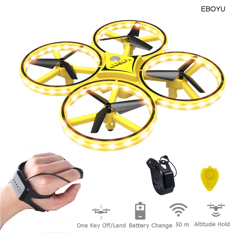 

EBOYU RC Drone 2.4Ghz Induction Auto-avoid Obstacles RC Quadcopter Drone Novelty Hand Controlled Flying Ball LED Light RTF
