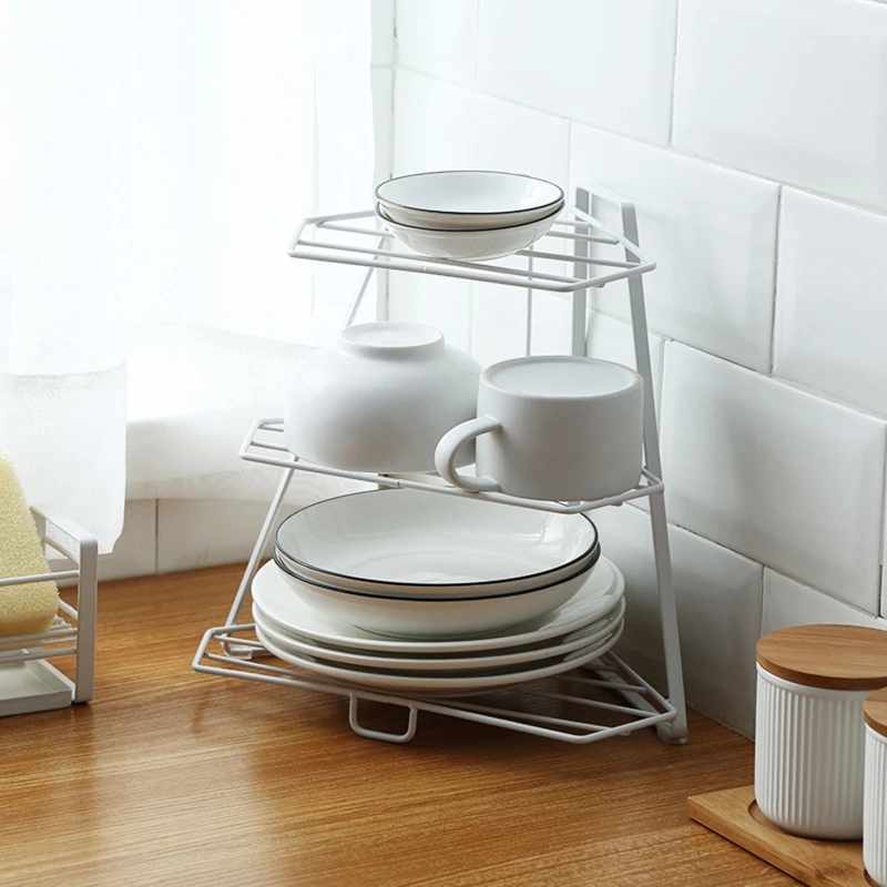 

3 Tier Kitchen Countertop Shelf Plates Dishs Bowls Cutlery Drain Storage Rack 91AD