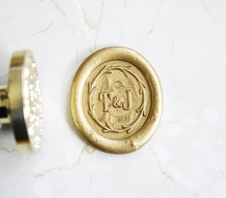 /Свадебная печать штамп/специальная печать Stam/Индивидуальные инициалы с венком рога воск печать штамп/индивидуальная восковая печать Kitp