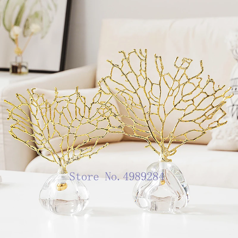Creativity Crystal Metal Golden Coral Center piece 2 Creativity Crystal Metal Golden Coral Center piece 2