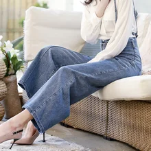 MEVGOHOT новые женские широкие джинсовые комбинезоны с высокой талией брюки свободные прямые Большие размеры женские джинсы Тренд Осень HAA057