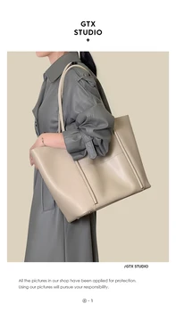 Small crowd tote bag women's large capacity leather soft leather single shoulder bag with high sense of work and commuting bag a