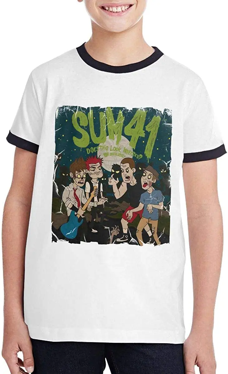 Мягкая Подростковая футболка для мальчиков Sum 41 футболки| |
