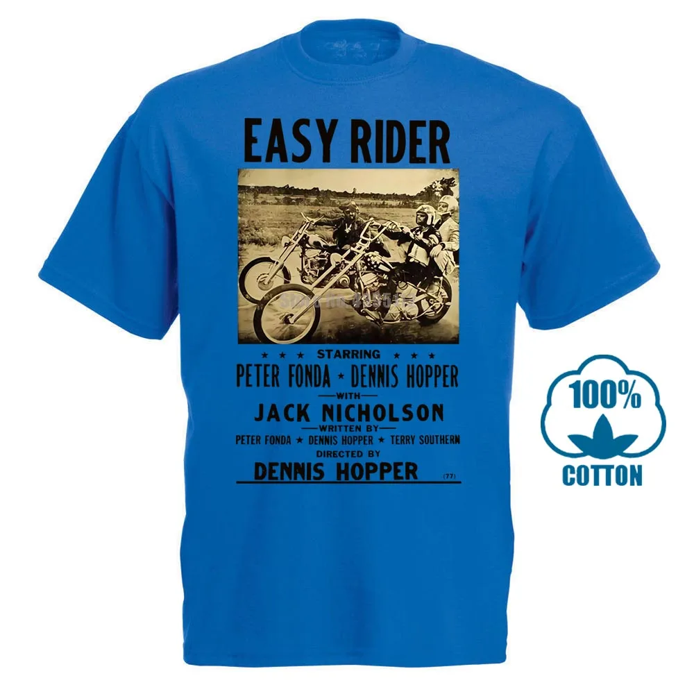 Синий Easy Rider V13 постер фильма футболка все размеры S до 4Xl Питер фонда Деннис Хоппер 012917 - Цвет: Синий