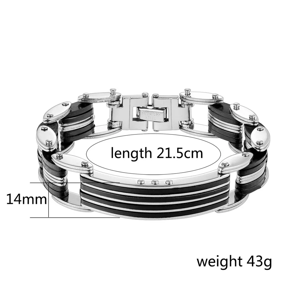 Men Bracelet Панк преувеличенный мужской браслет велосипедная цепь резиновый браслет из нержавеющей стали для мужчин аксессуар - Metal Color: Men Bracelet