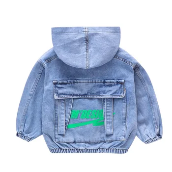 

fashion Girls Jean Jackets Kids Baby pocket Coat Long Sleeve zipper Hooded Denim Jackets toddler Girls clothing 1-6Y