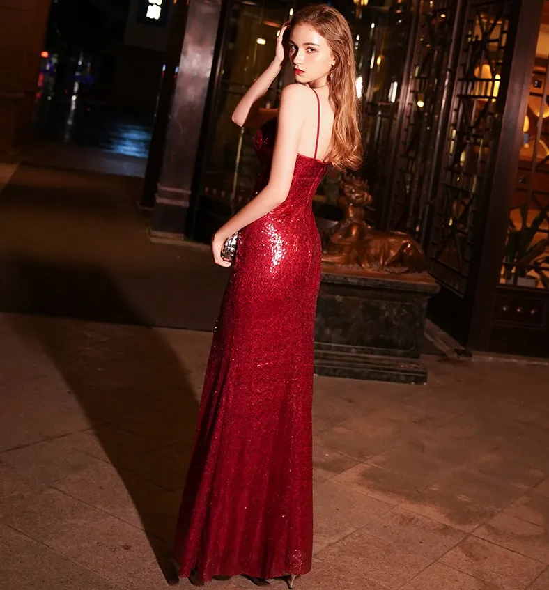 Vestido de festa, сексуальное вечернее платье,, женское, с открытой спиной, красное вино, сексуальное, с v-образным вырезом, вечерние, длинные, черные, Формальные платья, Русалка