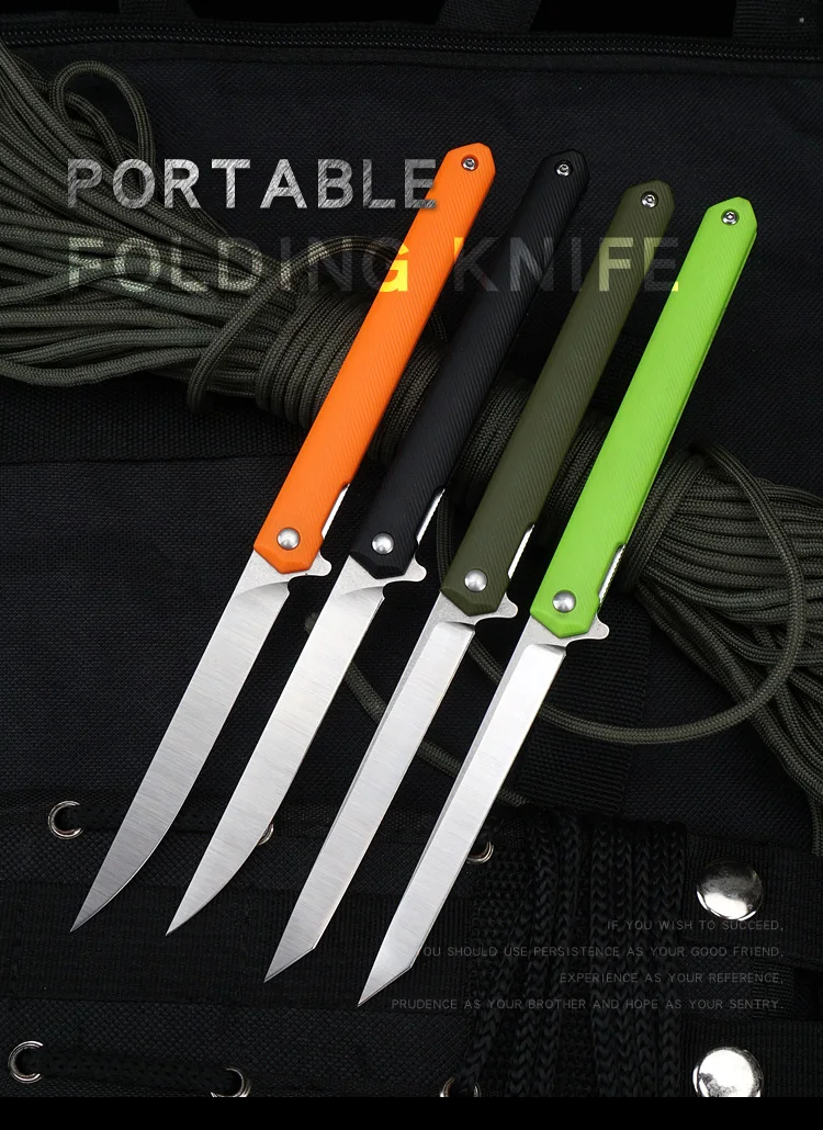 OLITANS Folding Pen Knife D2 Tanto Blade Pocket Knife G10 Handle