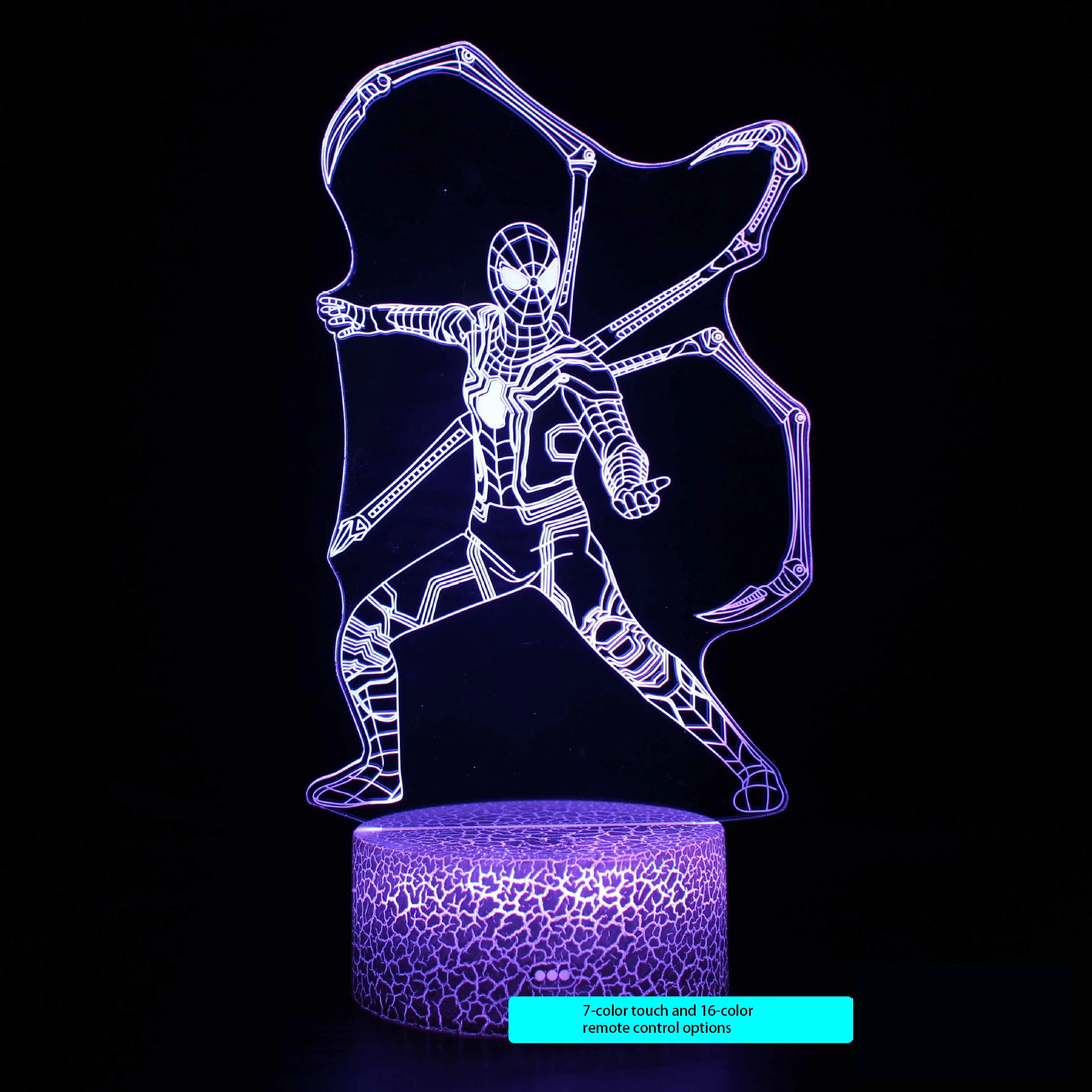 DISNEY Spider-Man 3D Desk Lamp USB Stereo LED Night Light Illusion Light Surprise Birthday Gift LED Light Use USB and Battery night stand lamps