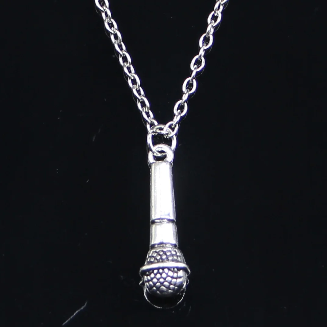 Новая мода ожерелье 25x7 мм микрофон Серебряные Подвески Короткие Длинные для женщин мужчин Colar подарок ювелирные изделия Чокер