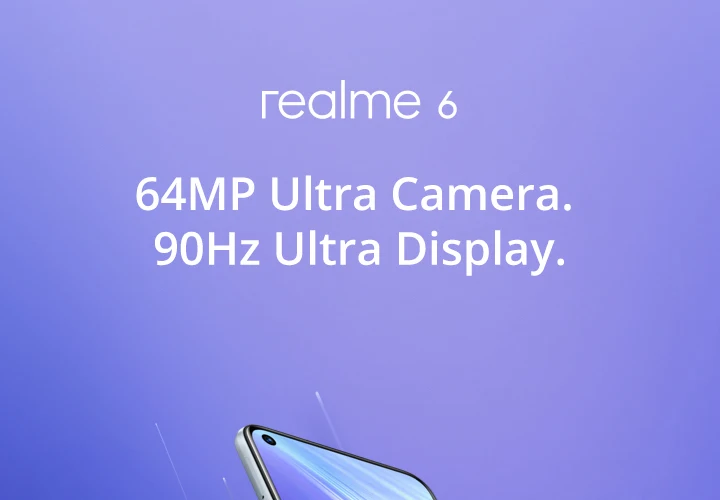 realme 6 Global Version Mobile Phone 4GB 8GB RAM 128GB ROM 30W EU Flash Charge 4300mAh Helio G90T 64MP Camera NFC Play Store