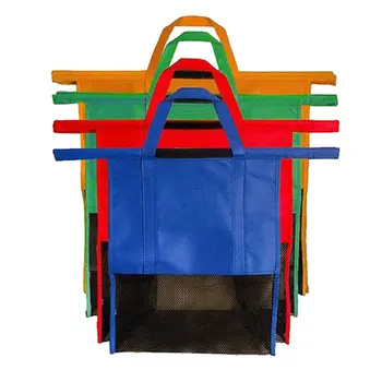 

Supermarket Shopping Cart Bag Insulation Non-woven Bag Trolley Storage Bag 4 Piece Set Portable Durable