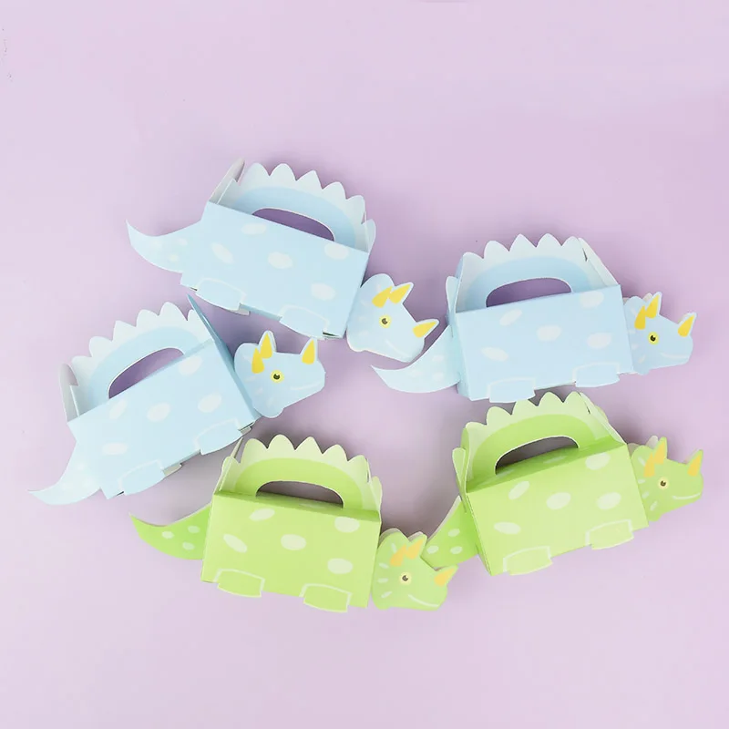 10Pcs Cartoon Dinosaur Candy Box Paper Triceratops Favors Boxes for Kids Birthday Party Decoration Boys Baby Shower Gift Bag