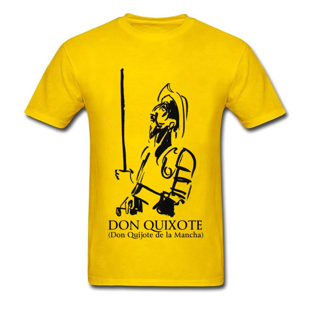 Don Quixote Men T-shirts Fitted Custom Tops Shirts All Cotton O-Neck Short Sleeve Family Tee-Shirt Mother Day Top Quality Don Quixote yellow