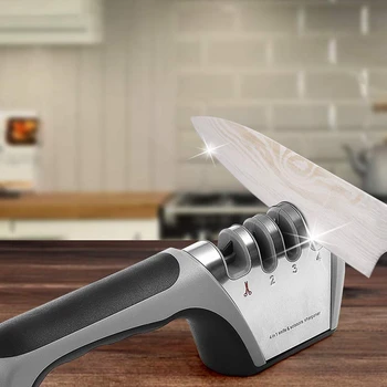 

Kitchen Sharpener - 4-Stage Knife Sharpening Tool Helps Repair, Restore and Polish Blades - Sharpens Dull Knives Quickly, Safe a