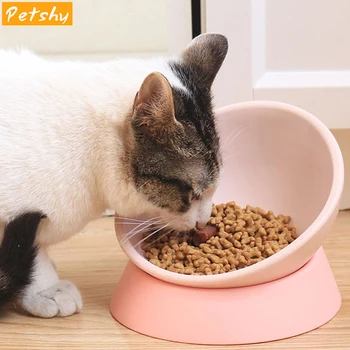 

Petshy Non-slip Raised Pet Bowl Cat Food Water Feeder Dog Feeding Supplies Cat Bowls With Raised Stand Neck Support Protect
