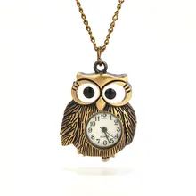 Маленькие бронзовые большие глаза толстые Совы римские весы карманные часы ретро подарок личности Творческие кварцевые карманные часы с necklace ем