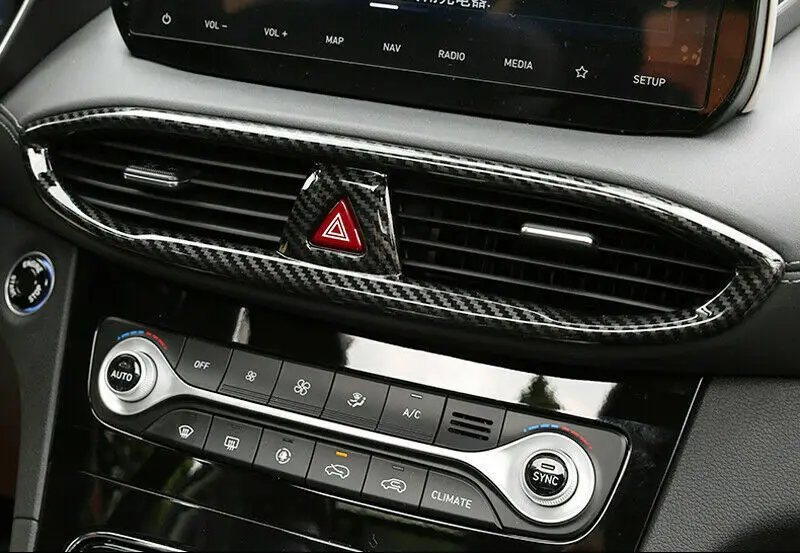 Для hyundai Santa Fe углеродное волокно Центральная приборная панель вентиляционное отверстие рамка Крышка 1 шт