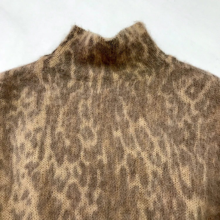 Женский осенний и зимний леопардовый мохеровый модный свитер с рукавами-фонариками