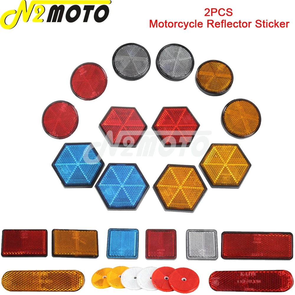 

2pcs 40"45"Plastic Round Bolt-On Reflector Warning Plate Stickers Sign Sheeting Universal For Motorcycle ATV Dirt Bikes Scooters