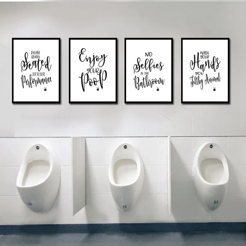 Смешная ванная комната знак холст плакат настенные художественные принты, без селфи Наслаждайтесь какашками, пожалуйста, оставайтесь сидящими знаки для туалета ванной комнаты декор