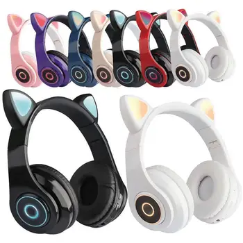 

Cat Ear Wireless Bluetooth Gaming Headset Luminous Cartoon Head-Mounted Stereo Music Headset Cosplay Props Halloween Dress Up