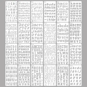 

24 Sheets English Letters Drawing Template Stencil Painting Embossing Scrapbooking DIY Album