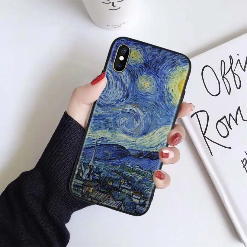 Винсент Живопись Ван Гога чехол для Apple iphone 11 Pro XR XS Max X 7 8 6 6S Plus 5 5S SE Черный силиконовый чехол для телефона