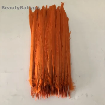 

Free shipping 100pcs/Lot Orange Bleached Dyed ringneck pheasant Tails Feathers 25-30cm 10-12inches lenght copper chicken Plumes