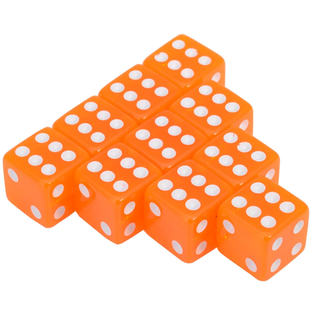 10pcs 16mm 8 Colors Acrylic Transparent Straight Corner Dice Portable Role Playing Game Poker Outdoor Dice Funny Clear Dices