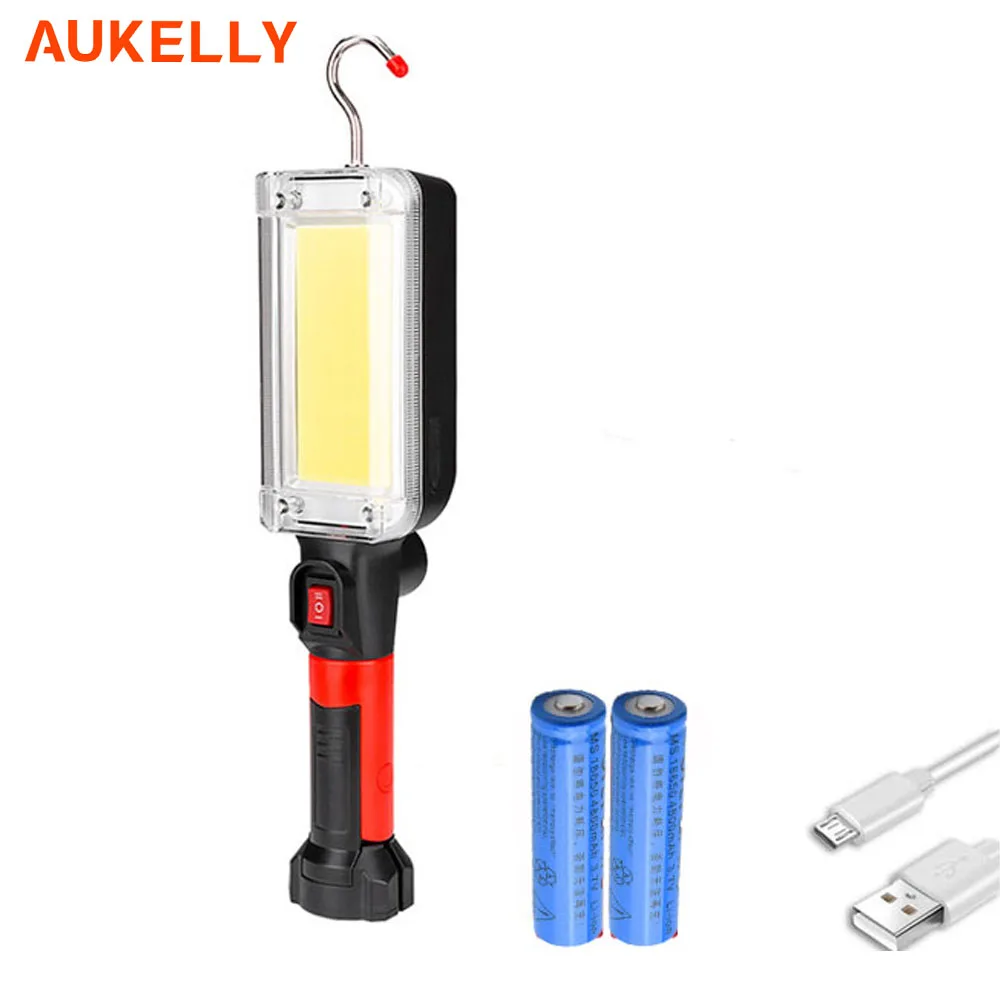 

1000LM Portable LED Work Light Hook Magnet Camping Lamp COB USB Rechargeable 18650 Flashlight Torch hook Lantern Waterproof