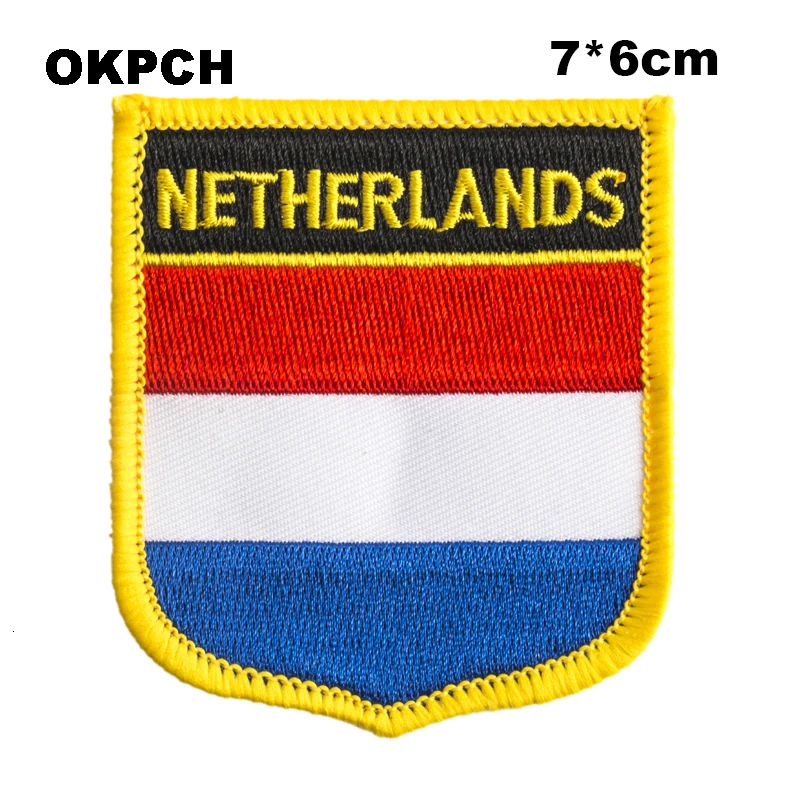 

Netherlands Shield Shape Iron-on Flag Patch Embroidered Saw on Badges Patches for Clothing PT0076-S