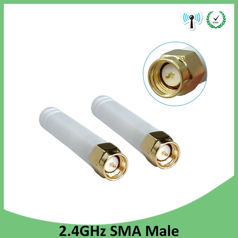 

2pcs 2.4GHz antenna wifi SMA Male Connector 2~3dbi 2.4 ghz antena wi fi Small Size antenne white wi-fi antenas antennas router