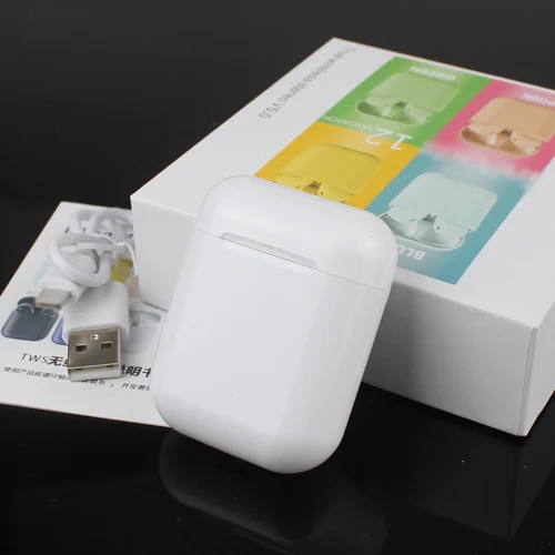 Белый I12 tws Bluetooth наушники беспроводные наушники оригинальные Macaron 5,0 наушники 3D стерео гарнитура спортивные наушники для смартфона - Цвет: Белый