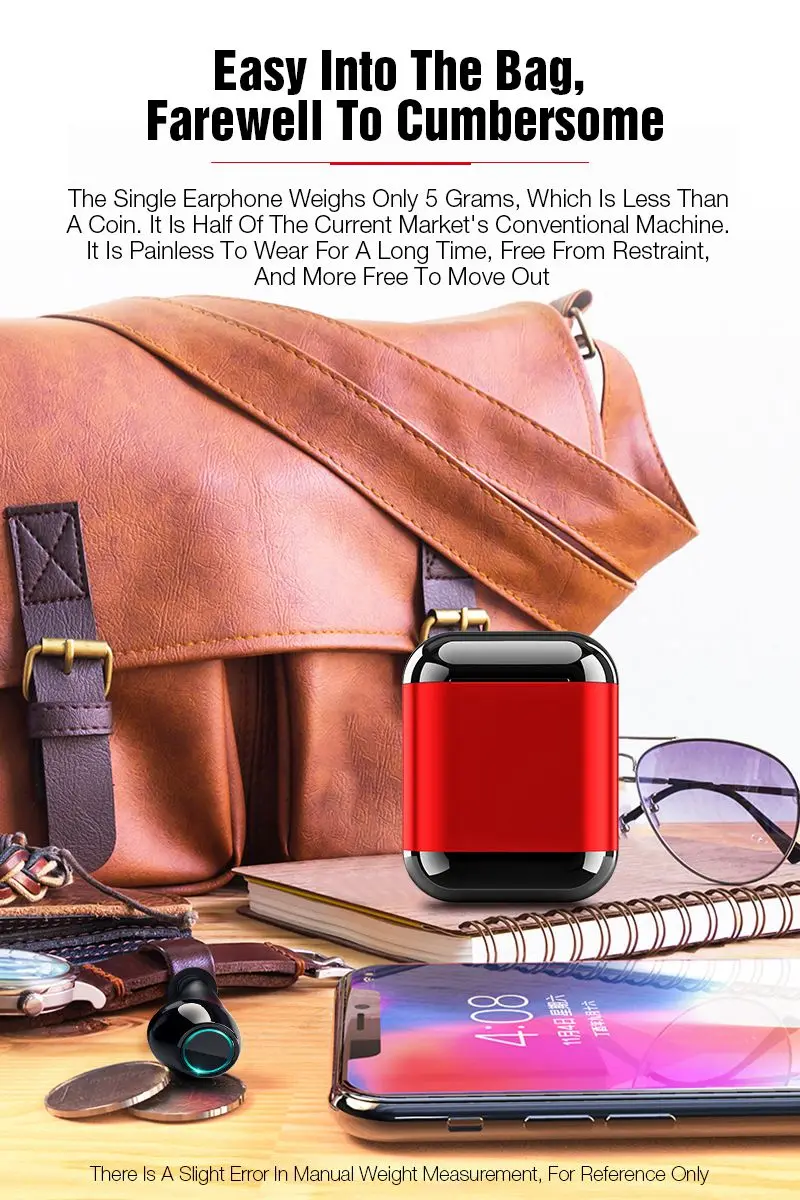 TOMKAS Bluetooth Earphone TWS Earbuds Wireless Bluetooth Earphones Stereo V4.2 Bluetooth Earphone With HD Mic and Charge Box