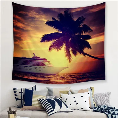 1 Dusk Hanging Wall Tapestries Mandala Bohemian Tapestry Landscape Wallpaper Wall Art Shawl Throw - Цвет: 1