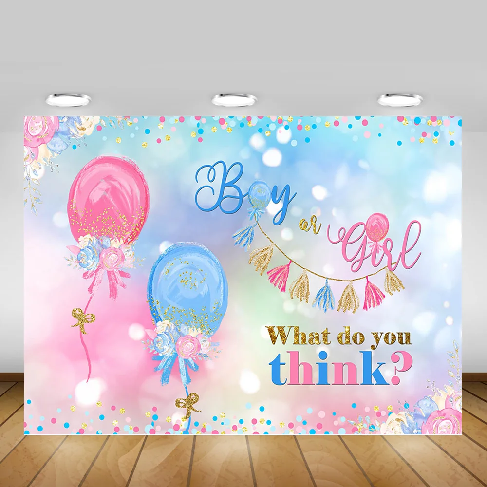 Boy or Girl Gender Reveal Party Photo Background Rinbow Bokeh Newborn Baby Shower Backdrop Floral Pink Blue Photography | Электроника