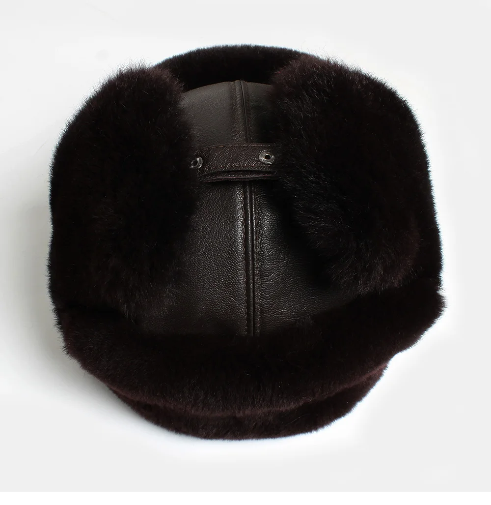 Chapka Trappeur En Véritable Peau De Mouton Shearling Cuir - 6 Couleurs - Bonnet Hiver Chaleureux Homme