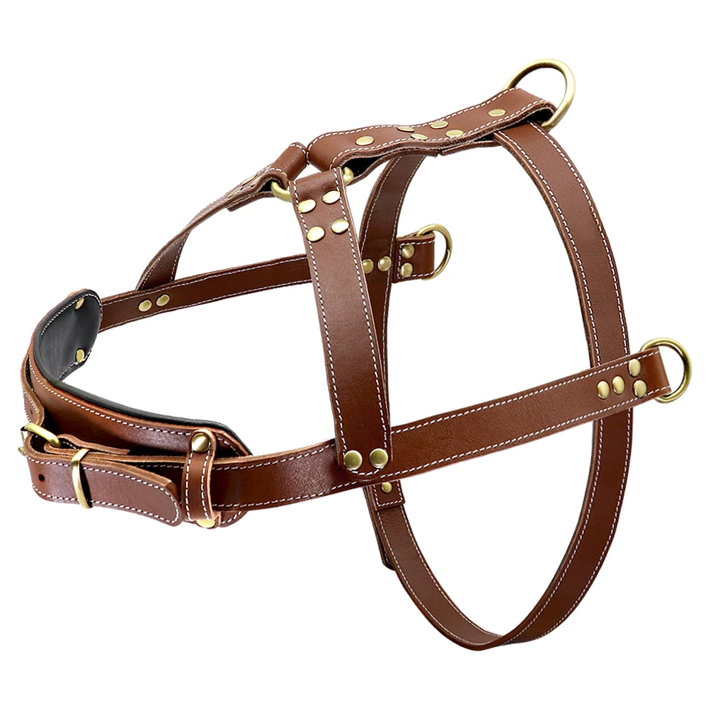 Real Leather Dog Harness Pet Training Products Strong Pulling