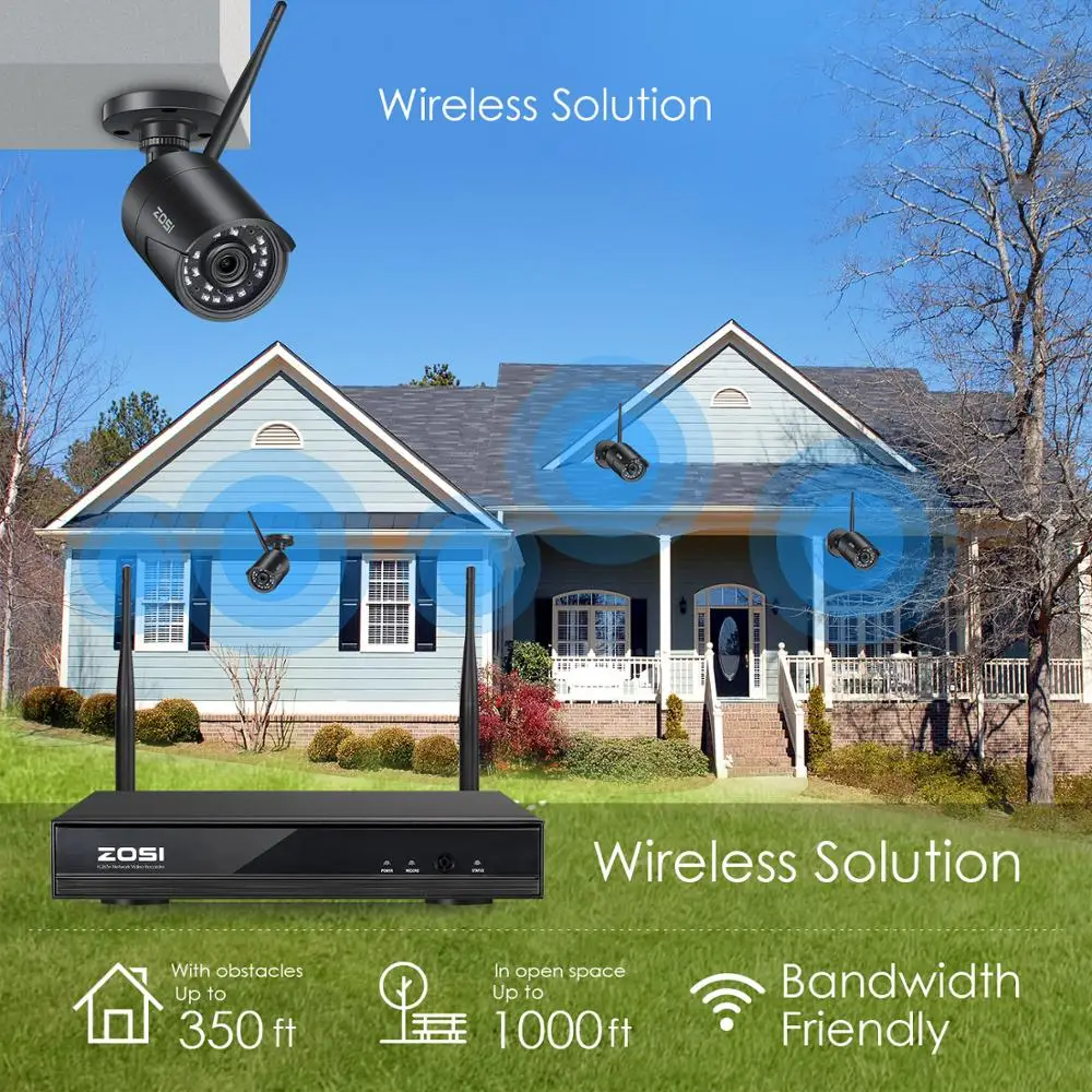 ZOSI H.265 1080P 8CH Беспроводная система видеонаблюдения Wifi мини NVR комплект для