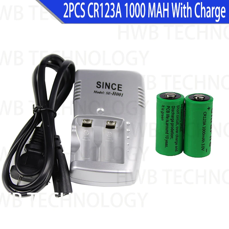Аккумуляторная батарея CR123A 2 аккумулятора 3 0 в 1000 мАч CR123 16340 17335 + зарядное