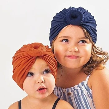 

Baby Hat Cotton Unisex Doughnut Indian Caps Newborn Soft Candy Color Beanies Boy Girls Knot Elastic Hair Accessories Photo Props