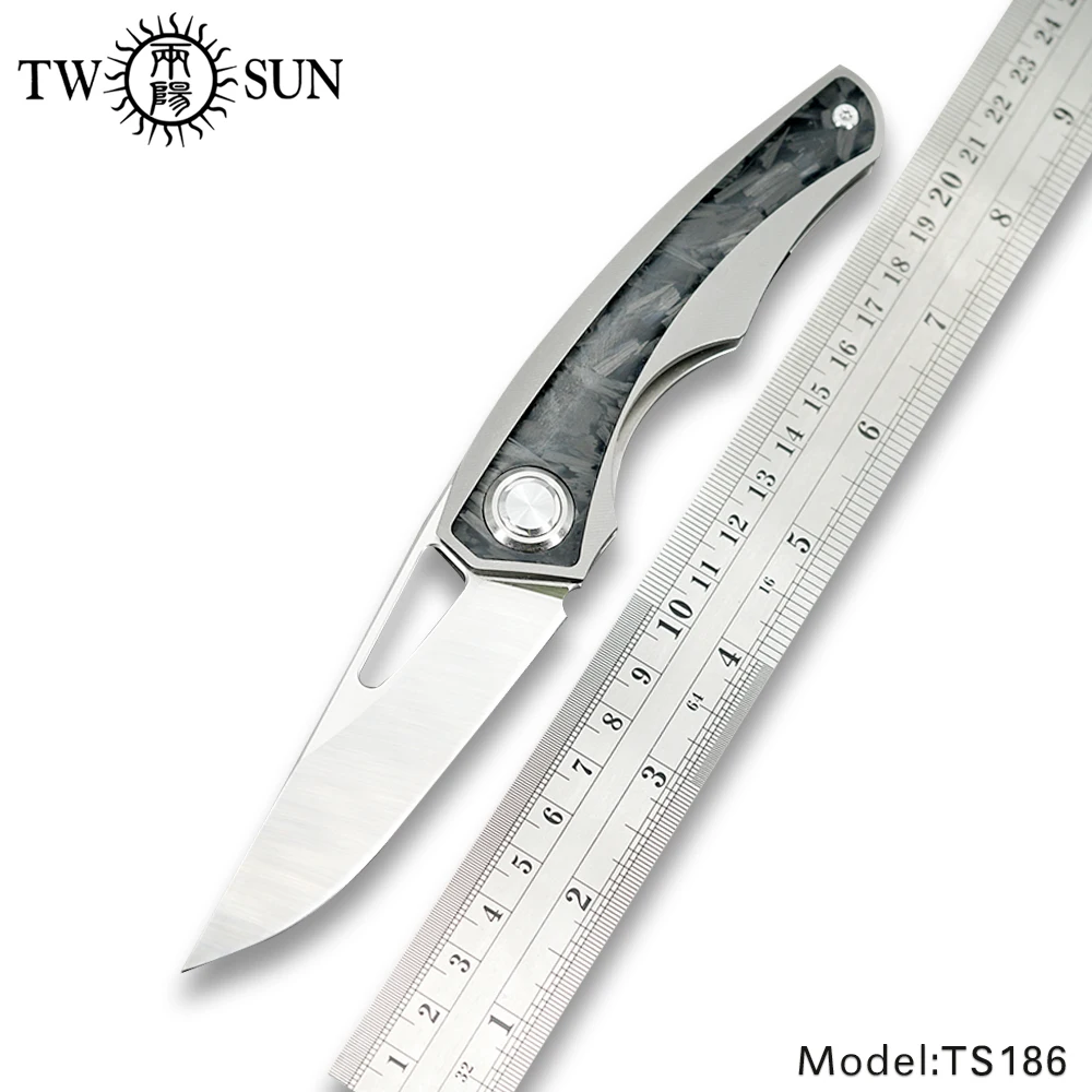 

TWOSUN knives 14C28N blade folding Pocket Knife tactical Knife camping outdoor Survival tool EDC Titanium Front Fast Open TS186