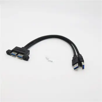 

Dual USB 3.0 Male to Dual USB 3.0 Female Extension Cable with Screw Panel Mount Shielded Wire Cord Adapter