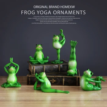 

SET OF 6PCS YOGA FROGS FIGURINES RESIN MINIATURE FOR HOME DESKTOP RESIN KAWAII HOME DECORATION ACCESSORIES MODERN LIVING ROOM