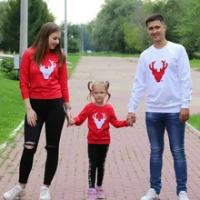 Хлопковая Футболка с рождественским оленем одежда для мамы и дочки, папы и ребенка одинаковые Семейные комплекты одежды семейный образ мама и я Хлопковая Футболка с рождественским оленем одежда для мамы и дочки, папы и ребенка одинаковые Семейные комплекты одежды семейный образ мама и я