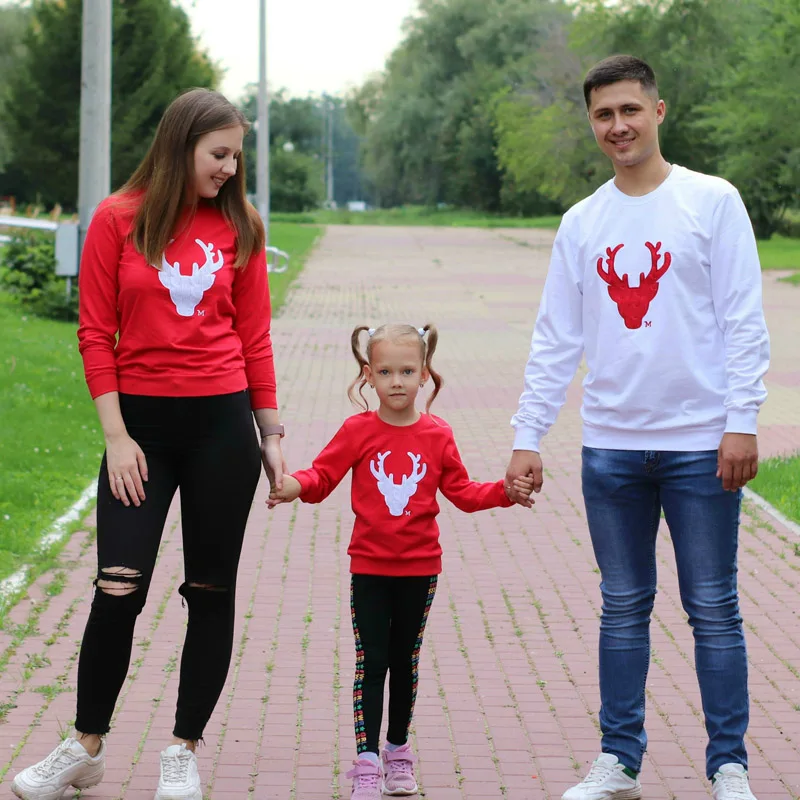 2021 Рождественская хлопковая Футболка с оленем одежда для мамы дочки отца ребенка