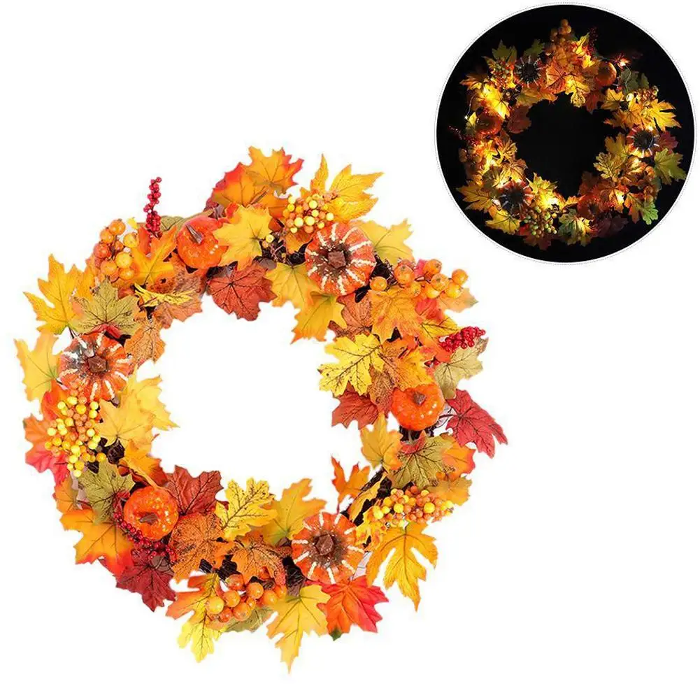 

Artificial Wreath Fall Maple Leaves Berry Garland Christmas Autumn Leaf Decor shopping mall decoration no fading and lifelike