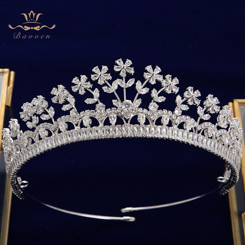 Silver Elegant Sparkling Full Zircon Bridal Tiaras Headpiece Crystal Crowns Headbands Wedding Hair Accessory - Окраска металла: Silver
